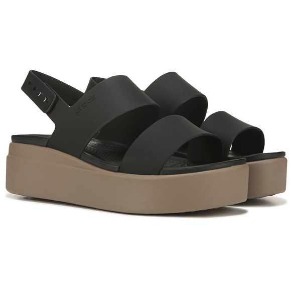 Crocs Black Brooklyn Platform Sandals - Picture 1 of 13